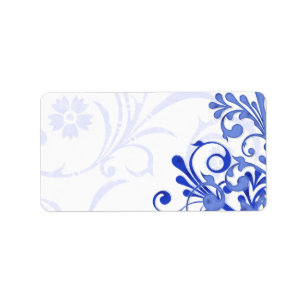 Royal Blue Abstracte bloemenbruiloft blanco adres Etiket