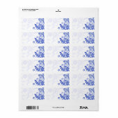 Royal Blue Abstracte bloemenbruiloft blanco adres Etiket (Full Sheet)
