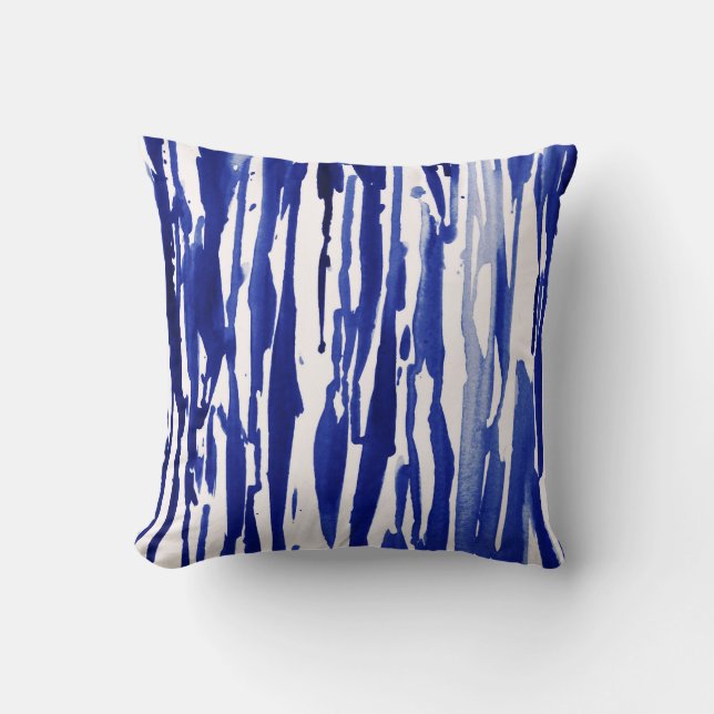 Royal Blue Abstracte Stripes Kussen (Voorkant)