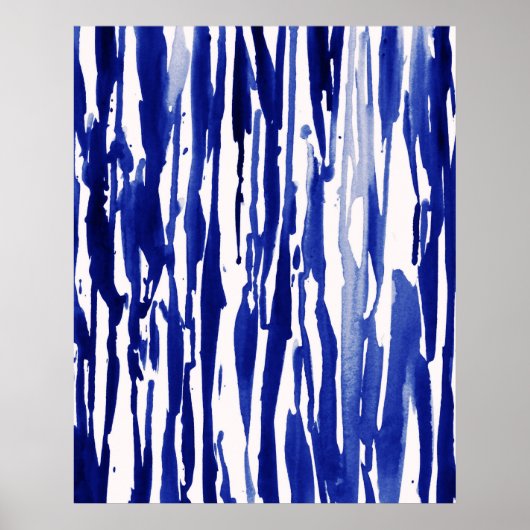 Royal Blue Abstracte Stripes Poster (Voorkant)