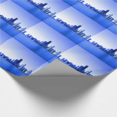 Royal Blue Accenten Chicago Skyline Cadeaupapier (Hoek)