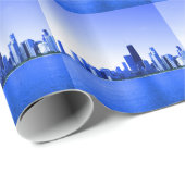 Royal Blue Accenten Chicago Skyline Cadeaupapier (Rol Hoek)