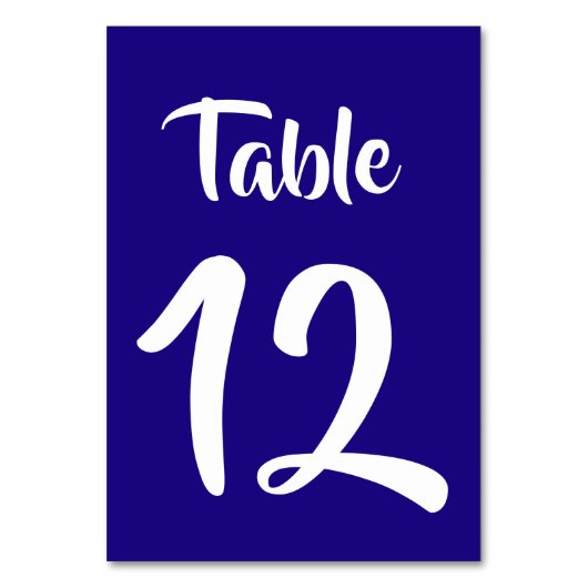 Royal Blue Achtergrond Tafel Nummer Kaart (Voorkant)