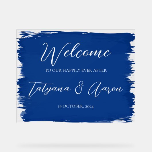 ROYAL BLUE ACRYL WELKOMSTBORD HORZ ACRYL BORD (Voorkant)