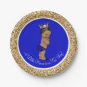 Royal Blue African American Prince Baby shower Papieren Bordje (Voorkant)