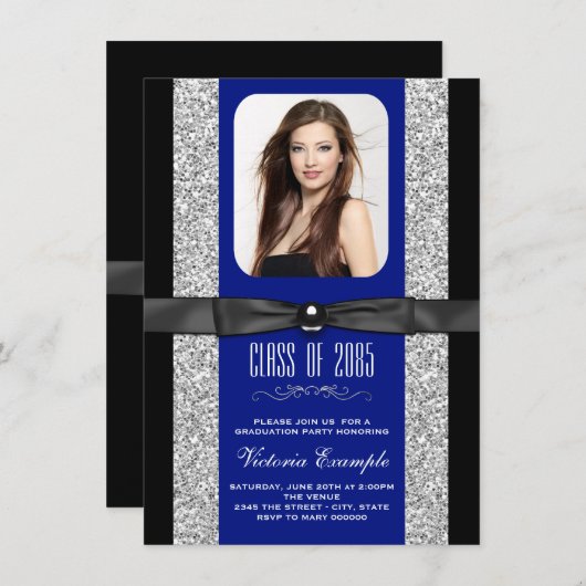 Royal Blue afstudeeraankondigingen Kaart (Voorkant / Achterkant)