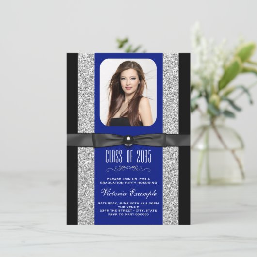 Royal Blue afstudeeraankondigingen Kaart (Staand voorkant)