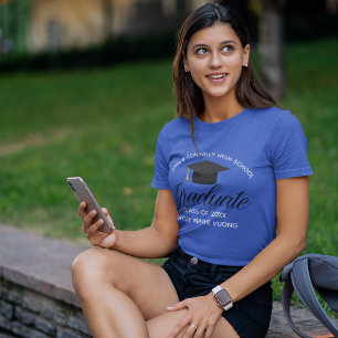 Royal Blue Afstuderen Custom 2025 School Afstudere T-shirt