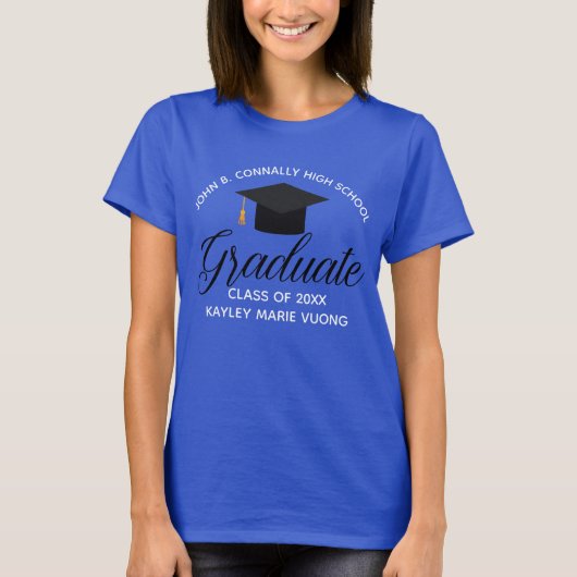 Royal Blue Afstuderen Custom 2025 School Afstudere T-shirt (Voorkant)