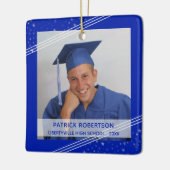 Royal Blue Afstuderen Foto Modern Keepomwille Keramisch Ornament (Links)