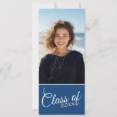 Royal Blue Afstuderen fotoaankondiging Kaart (Voorkant)