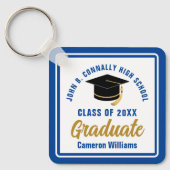 Royal Blue Afstuderen gepersonaliseerd Afstuderen  Sleutelhanger (Voorkant)