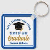 Royal Blue Afstuderen gepersonaliseerd Afstuderen  Sleutelhanger (Achterkant)