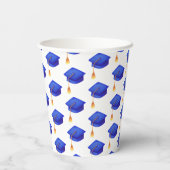 Royal Blue Afstuderen Pet Pattern Papieren Bekers (Achterkant)