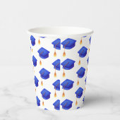 Royal Blue Afstuderen Pet Pattern Papieren Bekers (Rechts)