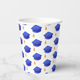 Royal Blue Afstuderen Pet Pattern Papieren Bekers