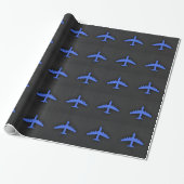 Royal Blue Airplane Cadeaupapier (Uitgerold)