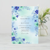 Royal Blue Airy Meadow Wedding Kaart (Staand voorkant)