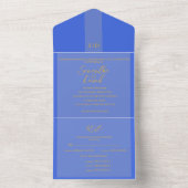 Royal Blue All in One Wedding Invitation Uitnodiging (Binnen)