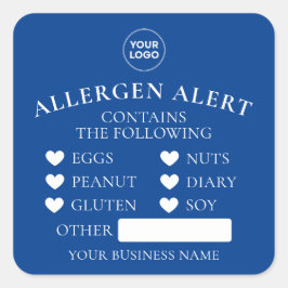 Royal Blue Allergie Waarschuwing Bakkerij Cake  Vo Vierkante Sticker