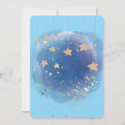 Royal Blue And Gold Abstract Moon Stars Kaart (Achterkant)