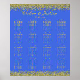 Royal Blue and Gold Confetti - 16 Seating Chart Poster