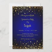 Royal Blue and Gold Graduation Party Invite Feestdagenkaart (Voorkant)