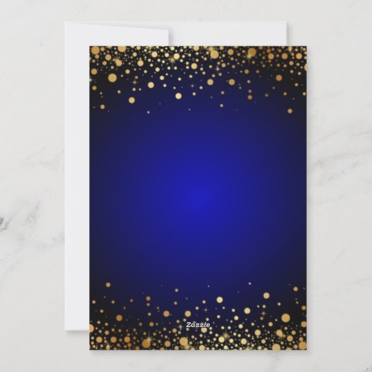 Royal Blue and Gold Graduation Party Invite Feestdagenkaart (Achterkant)
