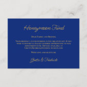Royal Blue and Gold Honeymoon Fund Request Informatiekaartje (Voorkant)