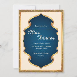 Royal Blue and Gold Iftar Dinner Invitation Kaart