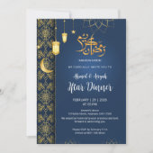 Royal Blue and Gold Islamic Floral Geometric Iftar Kaart (Voorkant)
