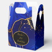 Royal Blue and Gold Marble Agate Birthday Party Bedankdoosjes (Geopend)