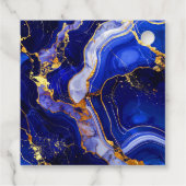 Royal Blue and Gold Marble Agate Birthday Party Bedankjes Labels (Achterkant)