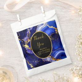Royal Blue and Gold Marble Agate Birthday Party Bedankzakje