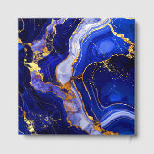 Royal Blue and Gold Marble Agate Birthday Party Gastenboek (Achterkant)