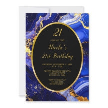 Royal Blue and Gold Marble Agate Birthday Party