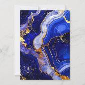 Royal Blue and Gold Marble Agate Birthday Party Kaart (Achterkant)