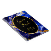 Royal Blue and Gold Marble Agate Birthday Party  Notitieboek (Rechterzijde)