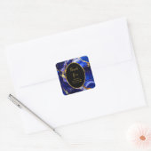 Royal Blue and Gold Marble Agate Birthday Party Vierkante Sticker (Envelop)