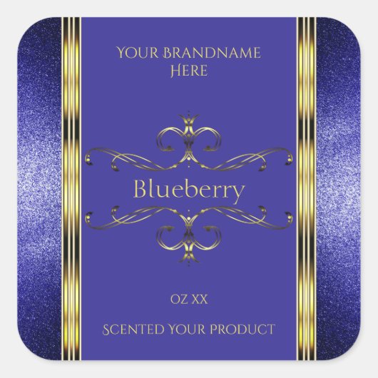 Royal Blue and Gold Product Labels Glitter Borders (Voorkant)