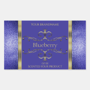 Royal Blue and Gold Product Labels Glitter Borders
