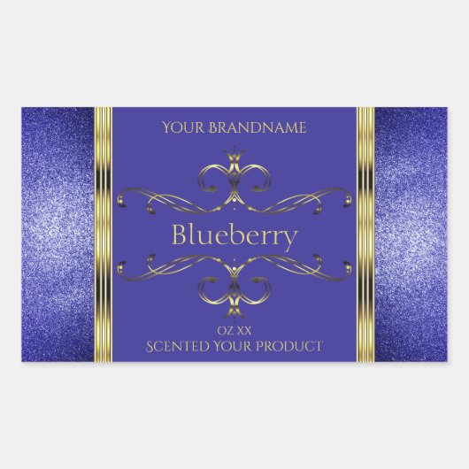 Royal Blue and Gold Product Labels Glitter Borders (Voorkant)