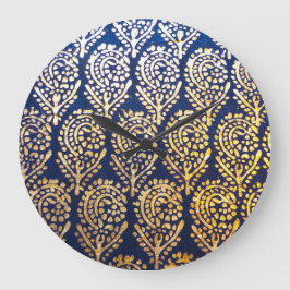 Royal Blue and Gold Tree of Life Pattern Grote Klok