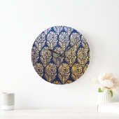 Royal Blue and Gold Tree of Life Pattern Grote Klok (Huis)