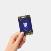 Royal Blue and Gold Wedding Guest Pass Badge (Handheld)