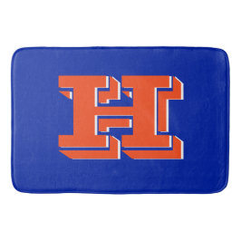 Royal Blue and Orange Collegiate Color Monogram Badmat