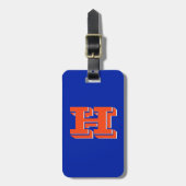Royal Blue and Orange Varsity School Monogram Bagagelabel (Voorkant verticaal)