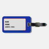 Royal Blue and Orange Varsity School Monogram Bagagelabel (Achterkant horizontaal)