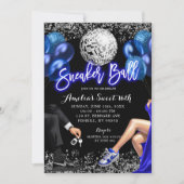 Royal Blue and Silver Disco Sneaker Ball Birthday Kaart (Voorkant)