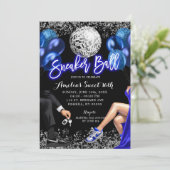 Royal Blue and Silver Disco Sneaker Ball Birthday Kaart (Staand voorkant)